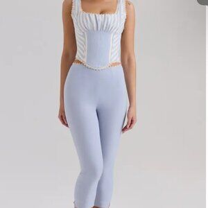 House of CB Petra Lace Trim Pintuck Corset Top and Capri Set